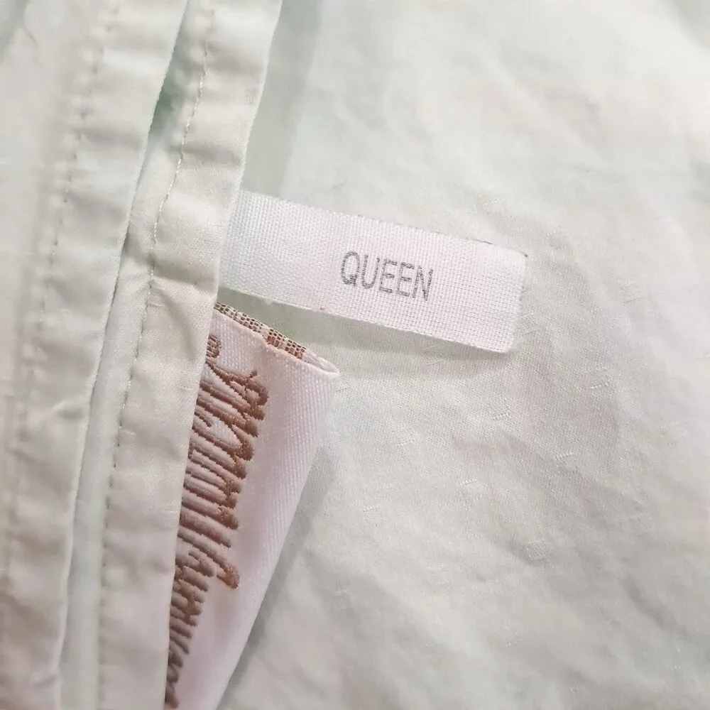 Neiman Marcus QUEEN bed sheets pastel green Egyptian cotton flat & fitted‎ dobby